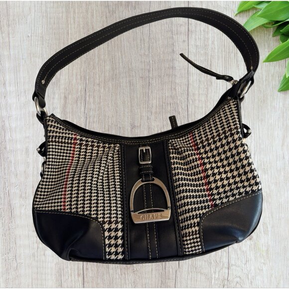 Chaps Black Houndstooth Shoulder Bag Purse - Picture 1 of 8